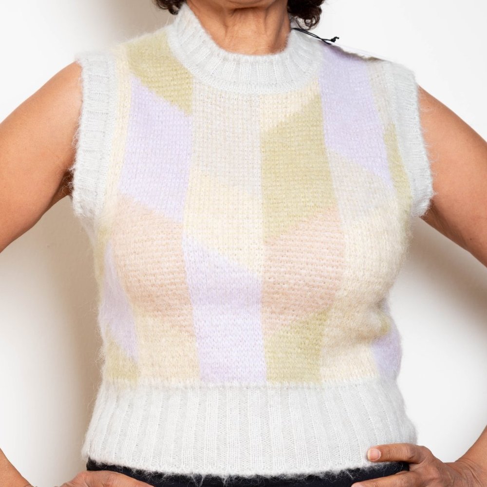NWT Sandro Poppy Color Blocked Sweater Vest, Size 0 (US 2)